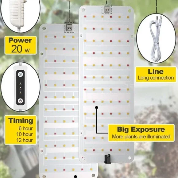 Grow Light, 20W Ultra-Thin LED Grow Lights for Indoor Plants Full Spectrum, 6/10 - Picture 5 of 9